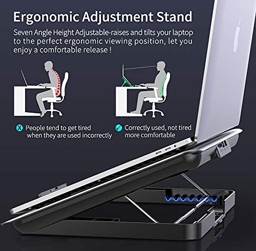 Proffisy Aluminum Laptop Cooling Pad with One Big Quiet Cooling Fan, Laptop Cooler Stand with 7 Height Adjustable, Notebook Cooler pad for Laptop... - Image 4