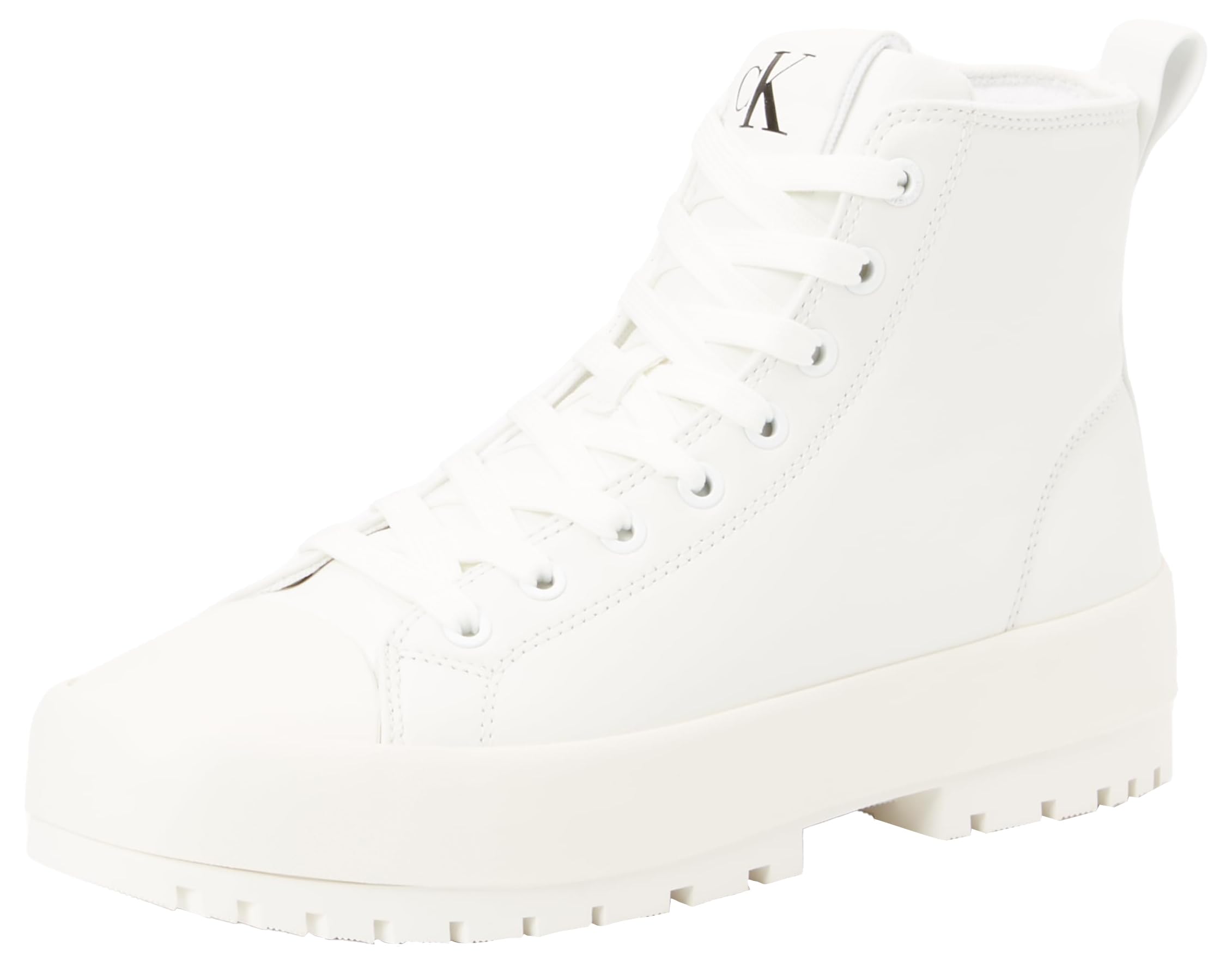 Calvin Klein Women’s High Top Nappa Hybrid Trainers, White (Bright White), 4