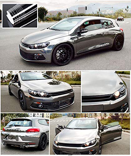 Image of LZLRUN 1FT x 5FT Chrome Mirror Vinyl Wrap Adhesive Car Sticker Decal Film (Gray, 1.64FT x 5FT)