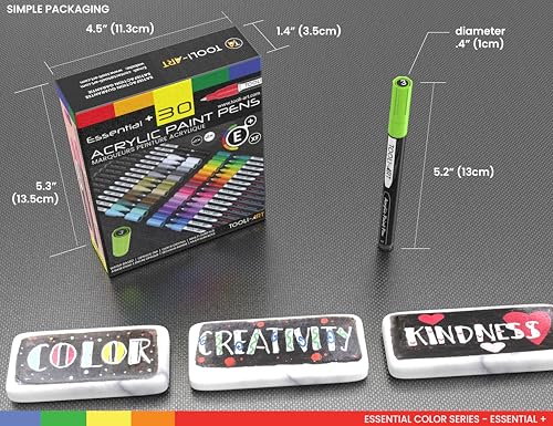 ARTOOLI 0.7 mm Extra Fine Tip Non-Toxic, Water-Based, Quick Drying Acrylic Paint Pens for Rock, Glass, Mugs, Porcelain, Wood, Metal, Fabric, Canvas, DIY Projects, Detailing, 30 Assorted Markers Set