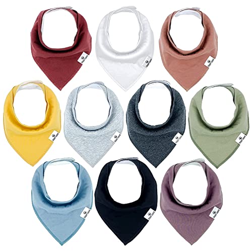 Image of DiaperSquad's 10-Pack Baby Bibs for Drooling and Teething, Bibs for Boys, Baby Girl - Solid Cotton Baby Drool Bibs