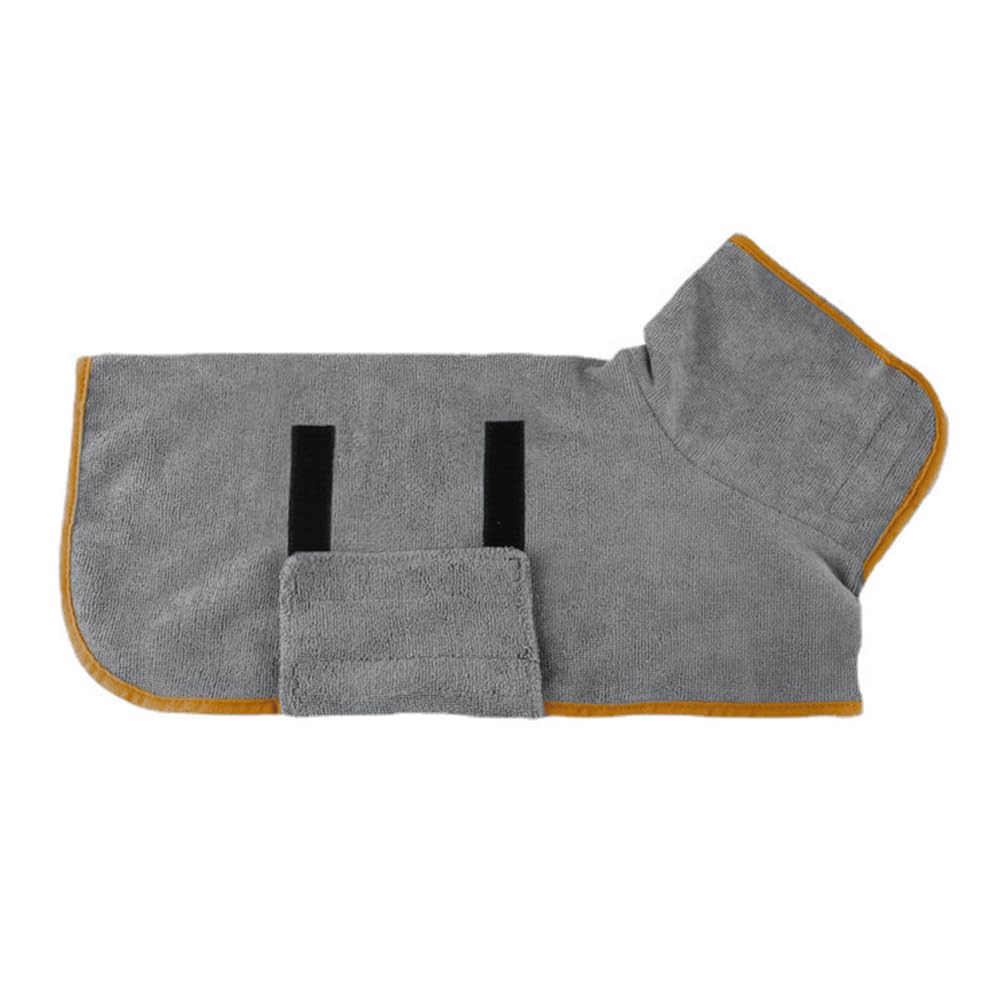 Grey Dog Towel Drying Coat Absorbent Pet Coat Bathrobe Wet Robe for Medium Large Dogs Soft Microfiber Towel Wrap Quick Dry Dressing Gown Perfect for Bath Swims Muddy (M for Dogs back length 45-55cm) - Image 2