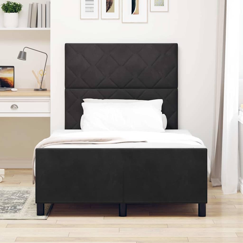 Velluto premium legno massello Modern Box letto 120x190 cm Nero