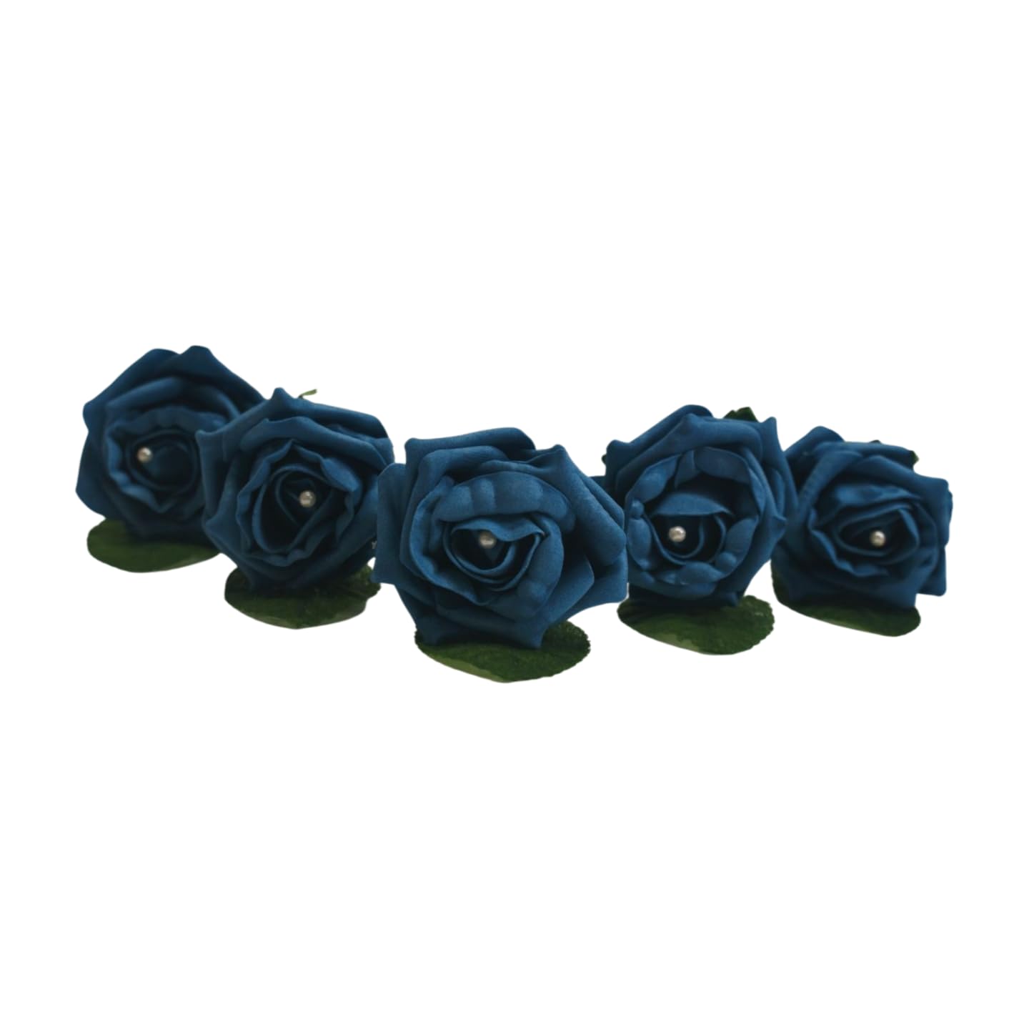 Shimmer-hj 5 Teal Handmade Rose Buttonholes with Pearl - Artificial Flower Boutonniere & Corsage for Weddings, Proms, Bride, Groom, Bridesmaid & Guests — image 1
