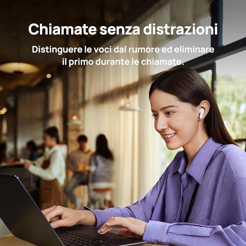 FreeBuds 6i, Cancellazione attiva del rumore 3.0, Compatibile con iOS e Android, Bassi potenti, Ricarica rapida, batteria fino a 35 ore, Bluetooth 5.3, Connessione a doppio dispositivo, White - Gadget - Immagine 4