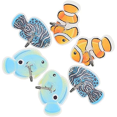 BESTonZON Ganchos adhesivos adhesivos de pared, 6 unidades, diseño de peces tropicales, multiusos, para toallas, abrigos, gorros, llaves, baño joyas Cover