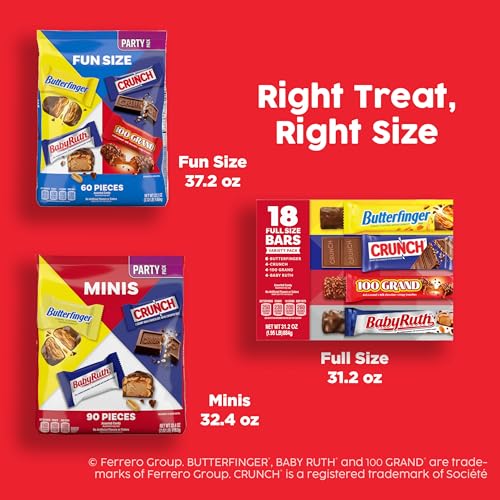 Image of Butterfinger, Kinder Bueno, CRUNCH, and Kinder Chocolate, Assorted Candy Variety Pack, Mini Candy Bars, 30.05 oz