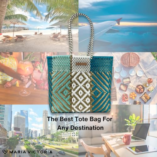 Image of MARIA VICTORIA Women's Waterproof Plastic Tote - Medium, Stylish Spring /Summer Bag for Daily Use & Travel