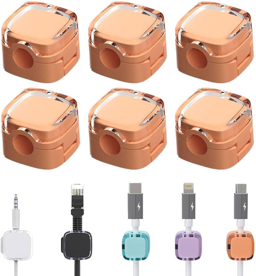 6 Pack Magnetic Cable Clips Cord Organizer Holder Phone USB Charging Cords Wire Holder Organizer Strong Adhesive Desk