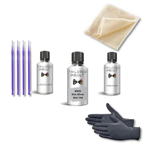 For BMW 2000-Present Rim Silver Met 144 Touch Up Paint Kit Scratch Repair (Touch Up Paint Kit, Lacquer + Primer)