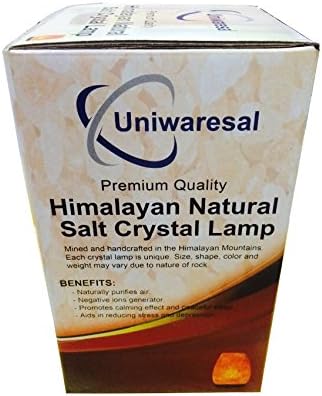 Natural Himalayan Salt Lamp on Solid Wood Base | to Purify Air & Set Relaxing Mood | Dual Voltage (AC 230V/110V), UL Listed, 6' Cord & Dimmer Switch by Uniwaresal, 5-8 lbs