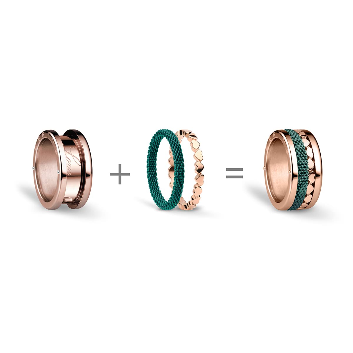BERING Arctic Symphony Collection Mississippi Anillo para mujer de acero inoxidable con acabado en plateado brillante