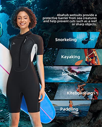 Abahub 2/3Mm Men And Women Shorty Wetsuits (7 Sizes), Front/Back Zip Spring Suit For Snorkeling, Surfing, Kayaking, Scuba Diving, Short Sleeve Neoprene Wet Suit For Water Sports, M #TOP4