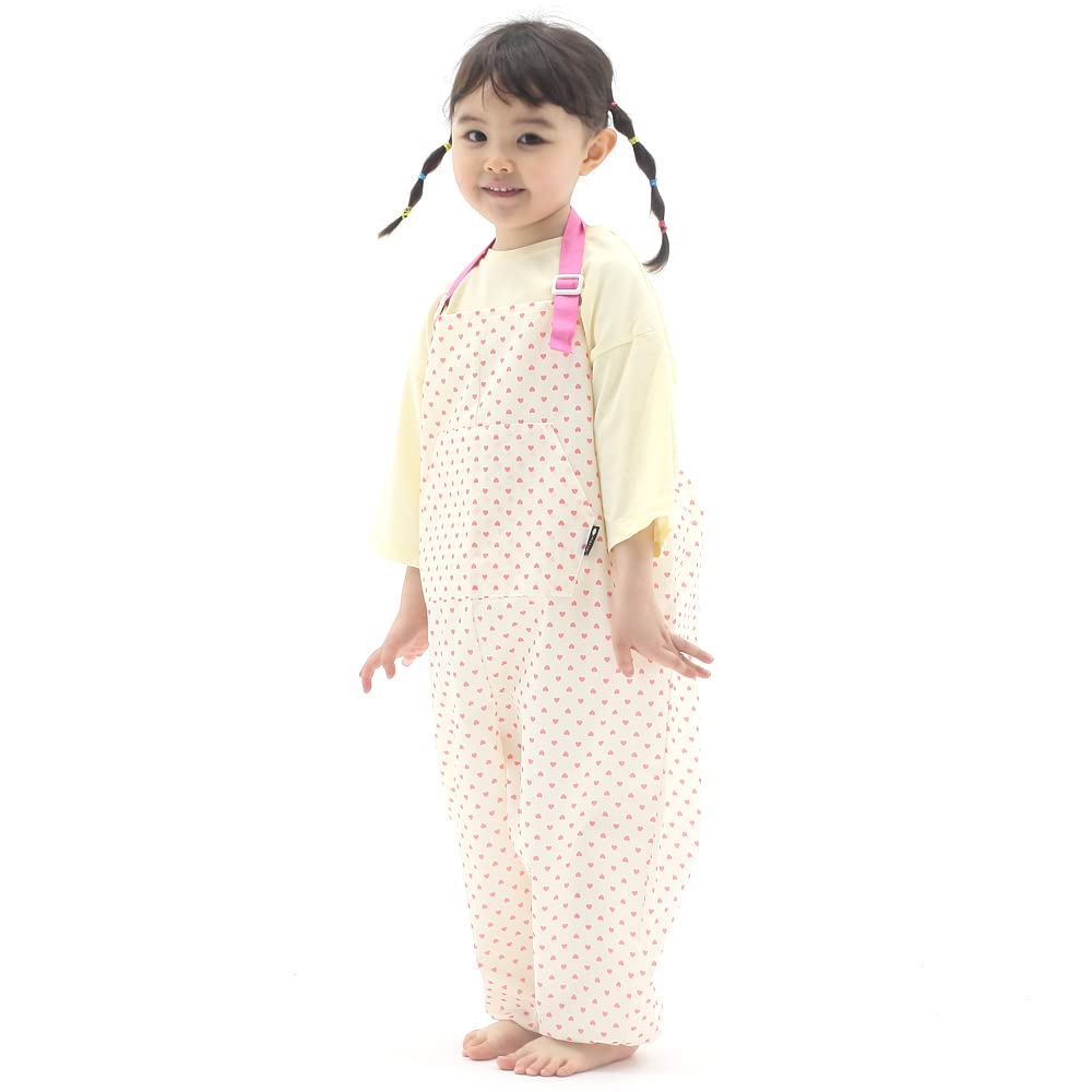 Kids Art Smock Dungaree Style, Lightweight Waterproof Painting Apron with Adjustable String, Quick-Dry Messy Play Overall for Boys Girls School Crafts, C/Pink Heart (47-M)