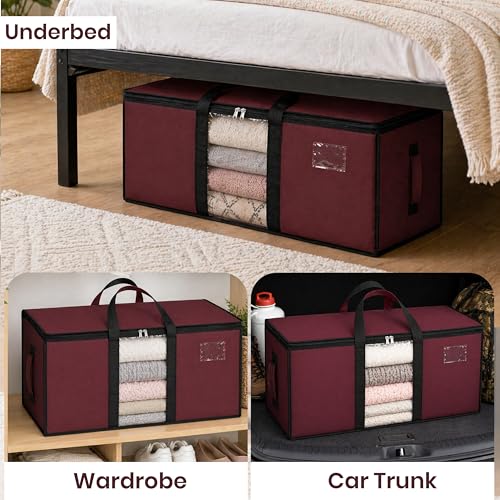 Image of Storite Jumbo Super-Size 78L Canvas Moisture Proof MultiPurpose Heavy Duty Storage Bag for Toys /Stationery /Blankets /Clothes /Moving Bag With Strong Reinforced Handles Rectangular Maroon(84x26x36cm)