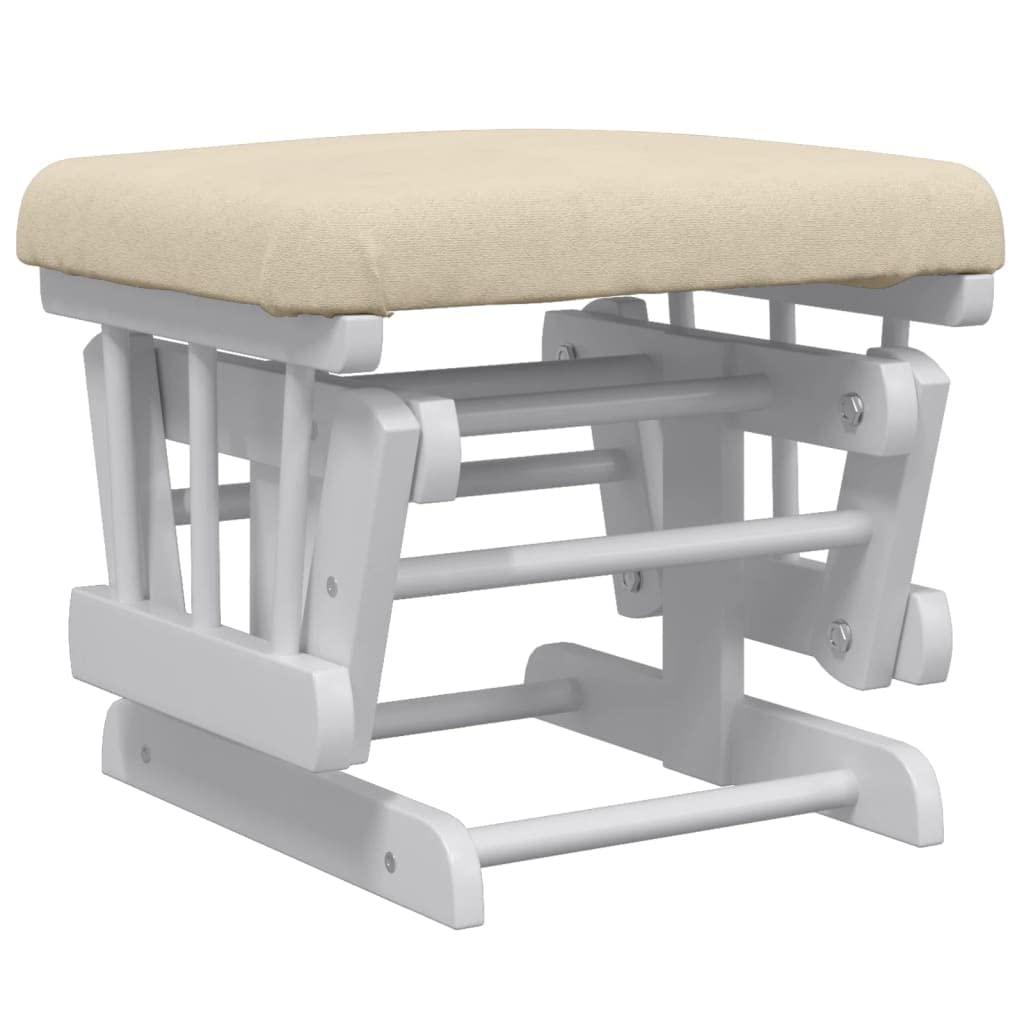 KOIECETA Schaukelsessel mit Hocker Schaukelstuhl Relaxsessel Relaxstuhl Schwingsessel Sessel Stuhl Stillstuhl Gleitend Stoff (Cremeweiß)