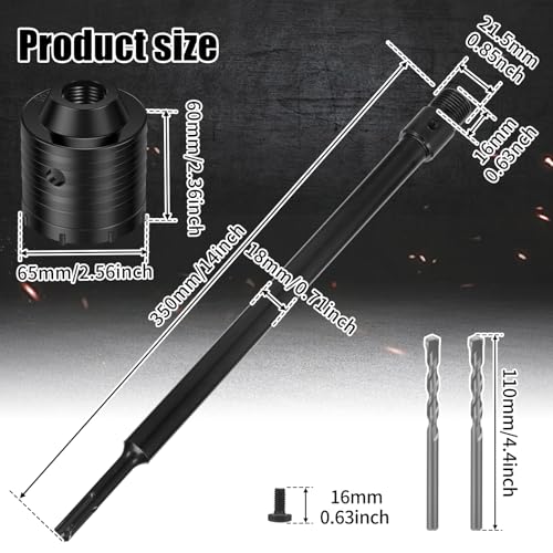Kit de Brocas para Muro 2.5 pulg (65 mm) con Vástago SDS Plus miniatura 2