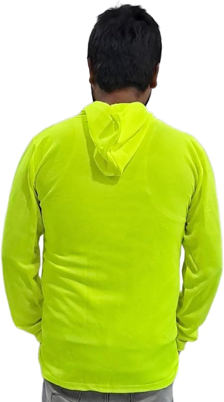Sun Protection UPF 50+ Safety Construction Work T-Shirts, High Visibility Hoodie, Polyester Long Sleeve Hooded - Image 4