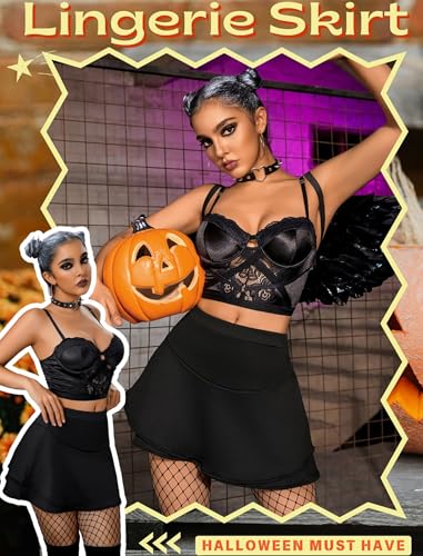 image for Avidlove Mini Skirt for Women Sexy Solid Ruffle Trim Lingerie Skirt Sh