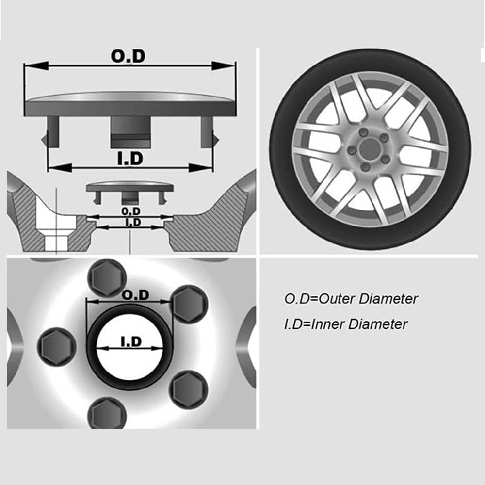 YUEXIANGJING 4 Pièces Cache Moyeu Pour Fiat 500, 133mm