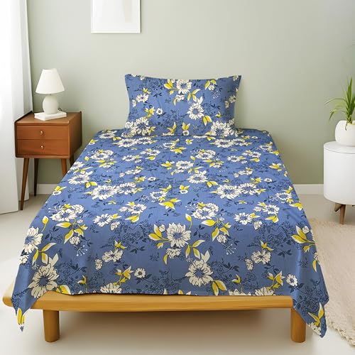 Image of Weave & Decor Cotton Bedsheet for Single Bed 90x60 Inches Soft and Breathable, Includes 1 Pillow Cover 20x30 Inches