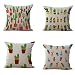 Set of 4 Throw Pillow Covers, YIFAN Tropical Cactus Plants Pattern Polyester Ramie Square Pillow Cover Decorative Cushion Case Pillowcase Home Decor 17.7*17.7 Inch