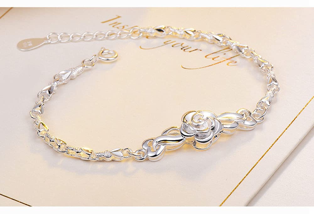 Braccialetti gotici vintage con rose gioielli da donna ragazze braccialetti con catena a maglie con fiori rosa 3D compleanno romantico regali di San Valentino - Aurora Tears