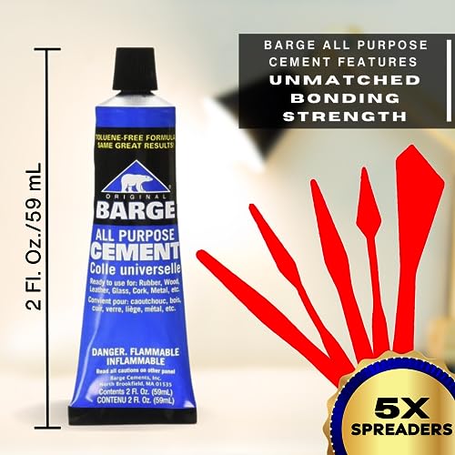 Barge Contact Cement Adhesive All Purpose (2oz) with Pixiss Paste Spreaders (5pcs) - Water Resistant & Toluene-Free Quick Dry Cement - Barge Cement for Shoes, Vinyl, etc. with 5pc Glue Spreader Set - Image 5