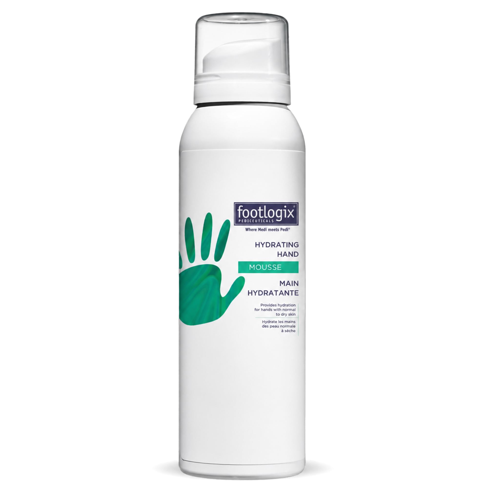 Footlogix Hydrating Hand Mousse with Dermal Infusion Technology® | Deep Hydration for Dry Hands | Urea-Enriched Formula | Fast-Absorbing | 4.23 ozl/119.9 g/125 ml