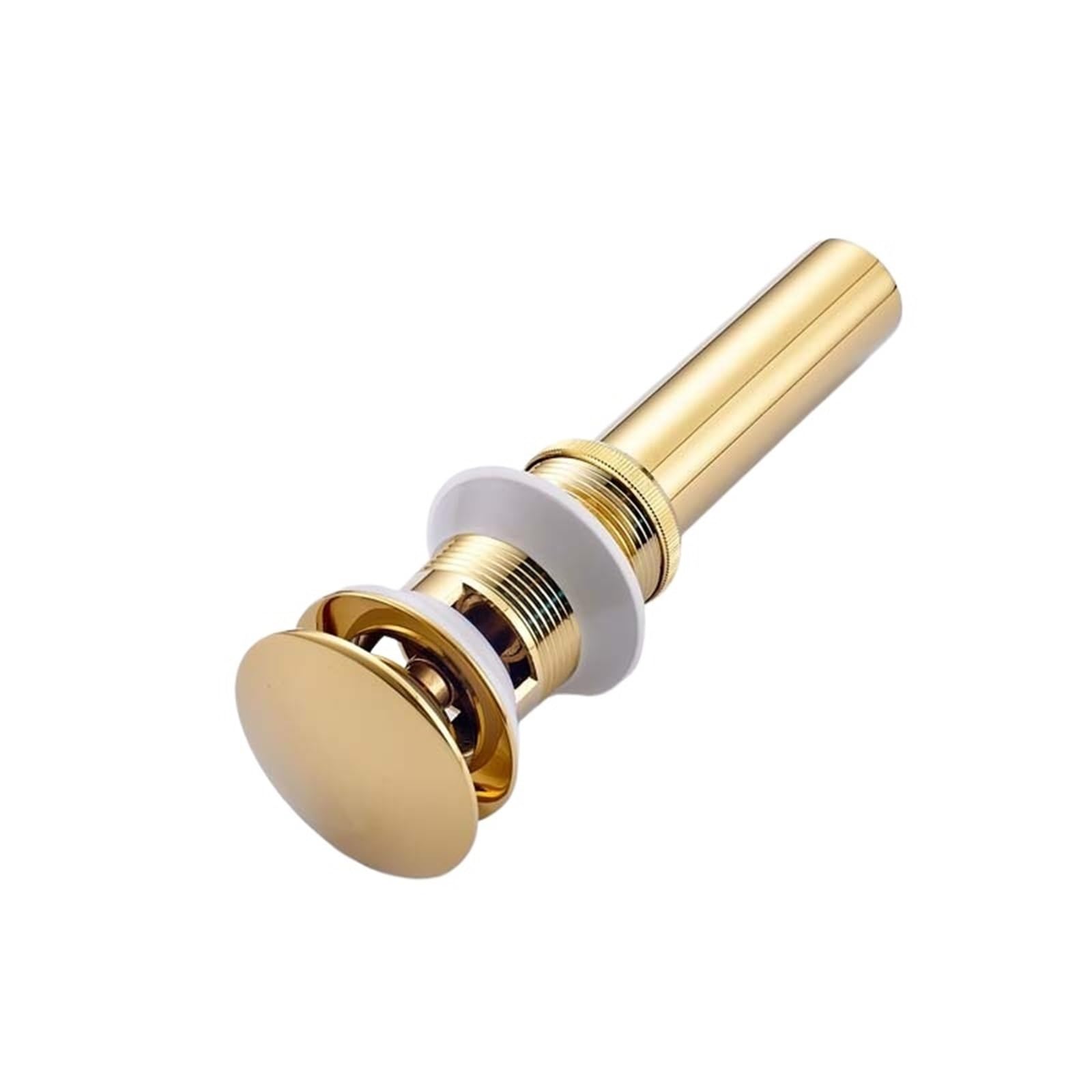 Scarico pop-up for lavabo da bagno di lusso, in ottone, con e senza troppopieno, scolapiatti for vanità, 5 colori a scelta per lavandini da bagno(Golden B)