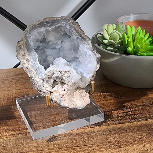 Onfireguy 4-1/4" Adjustable Metal Display Stand Easel With Acrylic Base For Geodes Fossils Minerals Crystals #TOP2