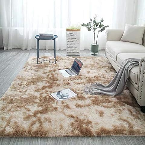 ZQWE Area Rugs for Living Room, Fluffy Shaggy Super Soft Carpet Suitable as Bedroom Rug Nursery Rugs Kids Mat, Large Floor Mat for Bedrooms Living Room Home Decor (Khaki,40 x 60 cm) Cover