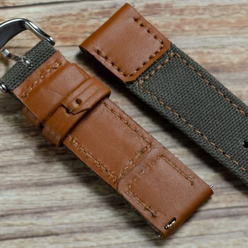 Image of Wild Wanderer Original Canvas & Leather Watch Strap 20mm /22mm for Titan Watches | Seiko | Timex | Fossil | Omega | Citizen | Automatic & Quartz Watches