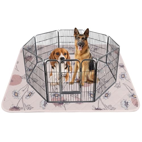 Image of IEUUMLER Washable Pee Pads for Dogs Extra Large 71 inch x 71 inch, 1 Pack Non-Slip & Waterproof Whelping Pad, Reusable Puppy Potty Training Pad with Fast Absorbent for Playpen EU007 (Pink Daisy, 71 inchX71 inch-1pcs)