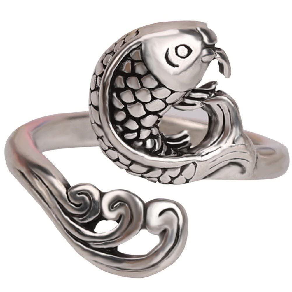 Danlai Knitting Loop Ring Crochet Ring Fish Shape Open Finger Ring Adjustable Braided Ring for Faster Knitting
