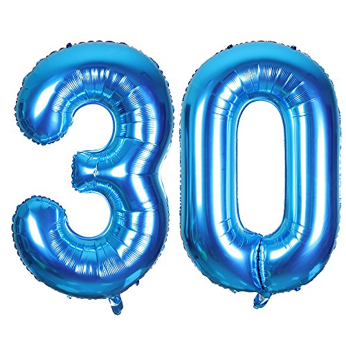 Smarcy Globos Número 30 Decoración de Cumpleaños 30 Años Fiesta de Cumpleaños Azul Cover