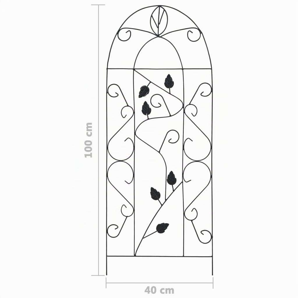 Festnight 3pz Grigliati per Rampicanti in Ferro Supporti da Giardino per Piante con Design Decorato con Foglie 40x100 cm Neri