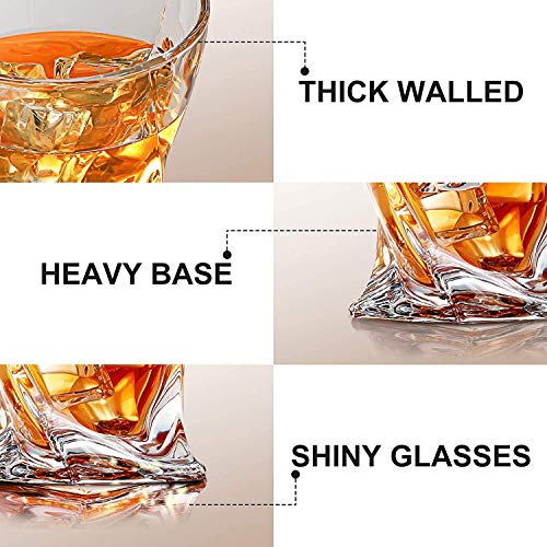 Image of Whiskey Glasses Set of 6 pcs- 250 ml Bar Glass for Drinking Bourbon, Whisky, Scotch, Cocktails, Cognac- Old Fashioned Cocktail Tumblers (6, Twisted)
