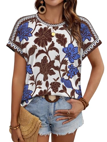 Image of WIHOLL Womens Tops Short Sleeve Shirts Summer Outfits 2026 Spring Dressy Casual Clothes Clothing
