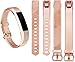 Tobfit Pack 2 Sport Bands Compatible with Fitbit Alta Bands/Alta HR/Ace, Soft TPU Replacement Wristbands with Metal Secure Buckle for Women Men (Black/Rose Gold, Small)