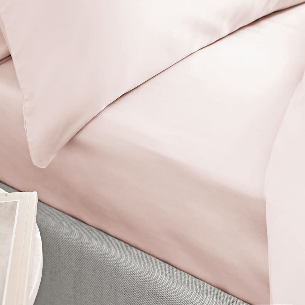 Bianca 400 Thread Count Cotton Sateen Single Fitted Sheet Blush Pink