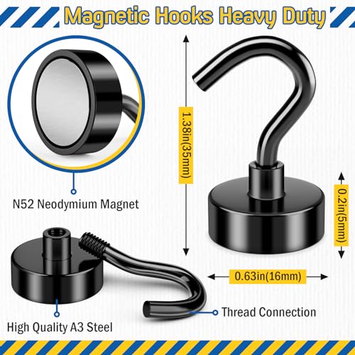 Image of FINDMAG 30LB+ Magnetic Hooks for Cruise Cabins, 28 Pack Black | Magnet Hooks Heavy Duty for Refrigerator, Office, Classroom, Ship, Travel and Home, Cruise Essentials 2026