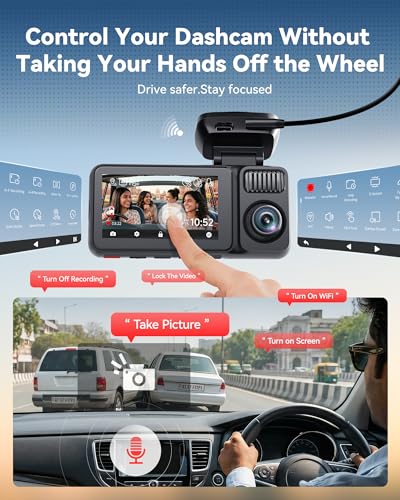 Image of REDTIGER F17 Plus 4 Channel Dash Cam, 2.7K+3*1080P Car Camera, 360 View with Dual Rotatable Inside Lenses, STARVIS 2 IMX675, IR Night View, Free 128GB Card, 5GHz WiFi GPS, Voice Control, Touchscreen