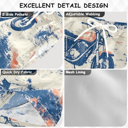 Pigsaly Boys' Swim Board Shorts Retro Motorcycles Boy's Swim Trunks Kids Swimwear 3T Multicolor3