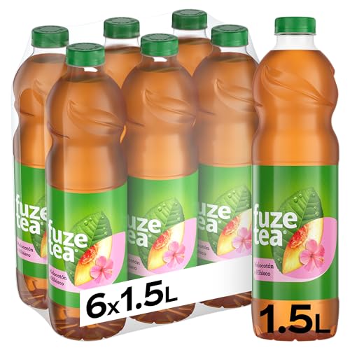 Fuze Tea Melocotón & Hibisco, Refresco de Té sin Gas, Botella de 1.5 L, Pack de 6