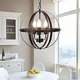 Intensité variable Suspension globe industriel vintage pour îlot de cuisine, table à manger, lustre sphérique vintage à suspendre pour décoration de ferme