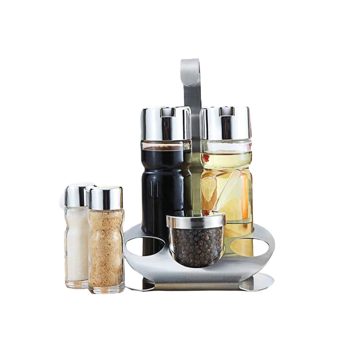 5 Pots à Épices en Verre, Lot de 5 Set de Set, Rangement la Cuisine