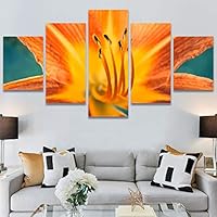 SIGNWIN 5 Panel Canvas Wall Art Botanical Chic Closeup Expressive Multicolor Photography Realism Ultra for Home Decorations Ready to Hang - 60