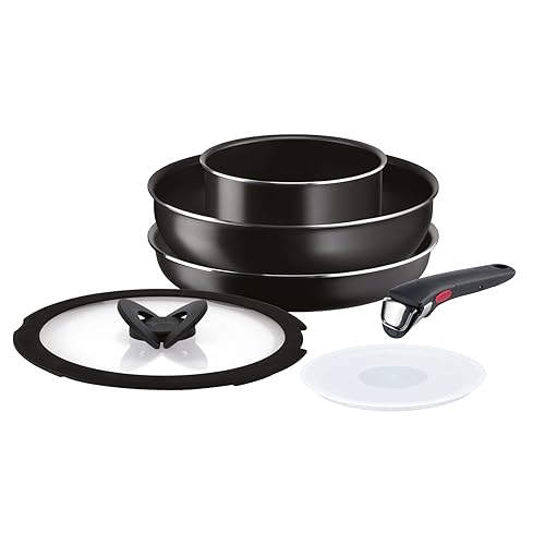 Lagostina Ingenio Essential Plus Set di Pentole e Padelle Antiaderenti in Alluminio per Gas e Forno, 6 Pezzi, Casseruola Fonda 16cm, Padella 26cm, Wok 26cm, 2 Coperchi e Manico Removibile