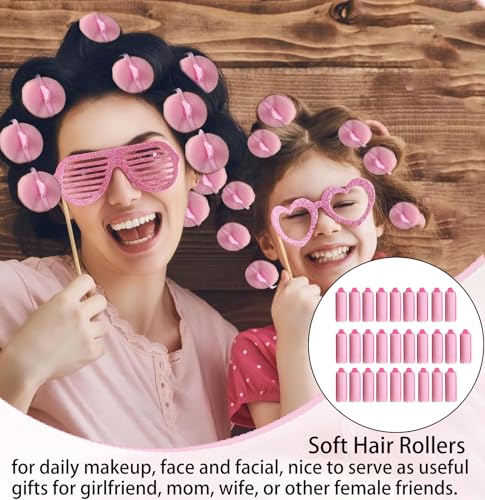 28 Pcs Foam Hair Rollers, Hair Rollers, Foam Hair Curlers, Soft Sponge Hair, Roller Foam Styling Hair, Curler Home DIY Curling Tool, DIY Hair Styling Tool Curling Iron Pink for Women Girls Kids - Image 6
